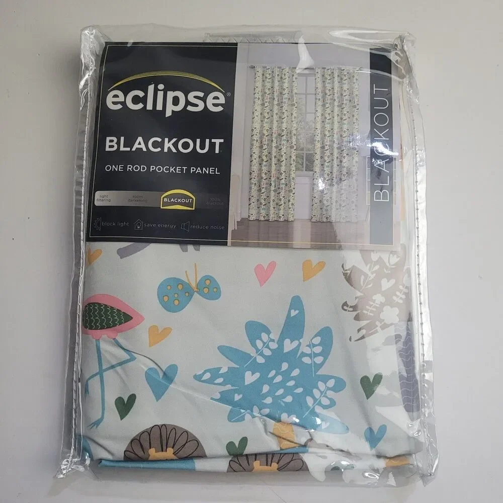 NEW Eclipse Thermaback 'Jungle Party multi' Curtain Panels 42x63in Kids #CT5